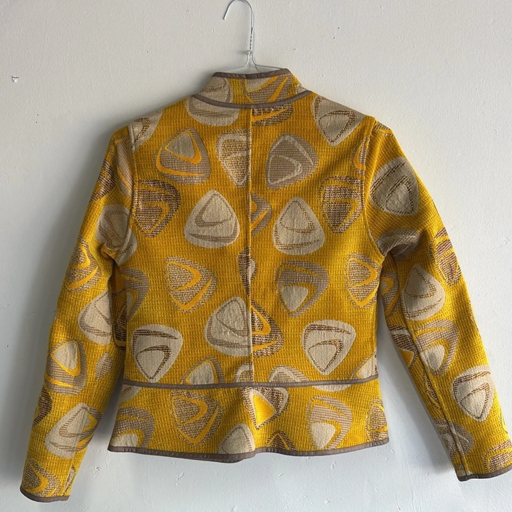 Khangura Yellow Patterned Women's Jacket size Small